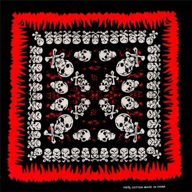 Bandana Large Black & Red Skull