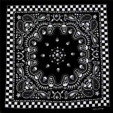 Bandana B&W Checkerboard Skull