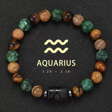 Naturalių akmenų apyrankė  zodiakas: vandenis