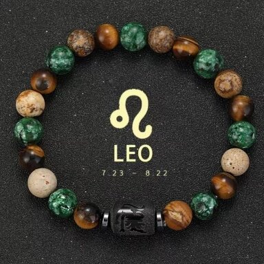 Naturalių akmenų apyrankė  zodiakas: Liūtas