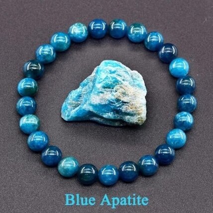 Naturalaus akmens apyrankė blue apatite Naturalaus akmens apyrankė blue apatite