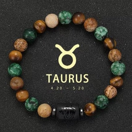 Naturalių akmenų apyrankė zodiakas: Jautis Naturalių akmenų apyrankė zodiakas: Jautis