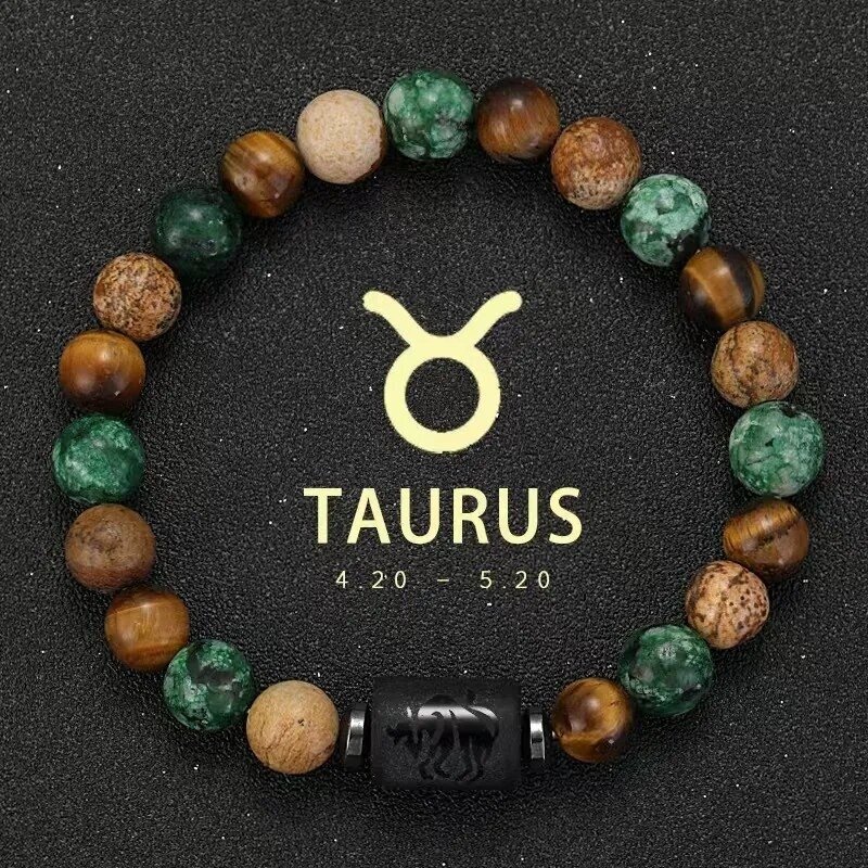 Naturalių akmenų apyrankė  zodiakas: Jautis