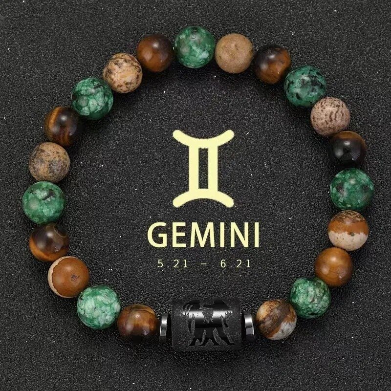 Naturalių akmenų apyrankė  zodiakas: Dvyniai