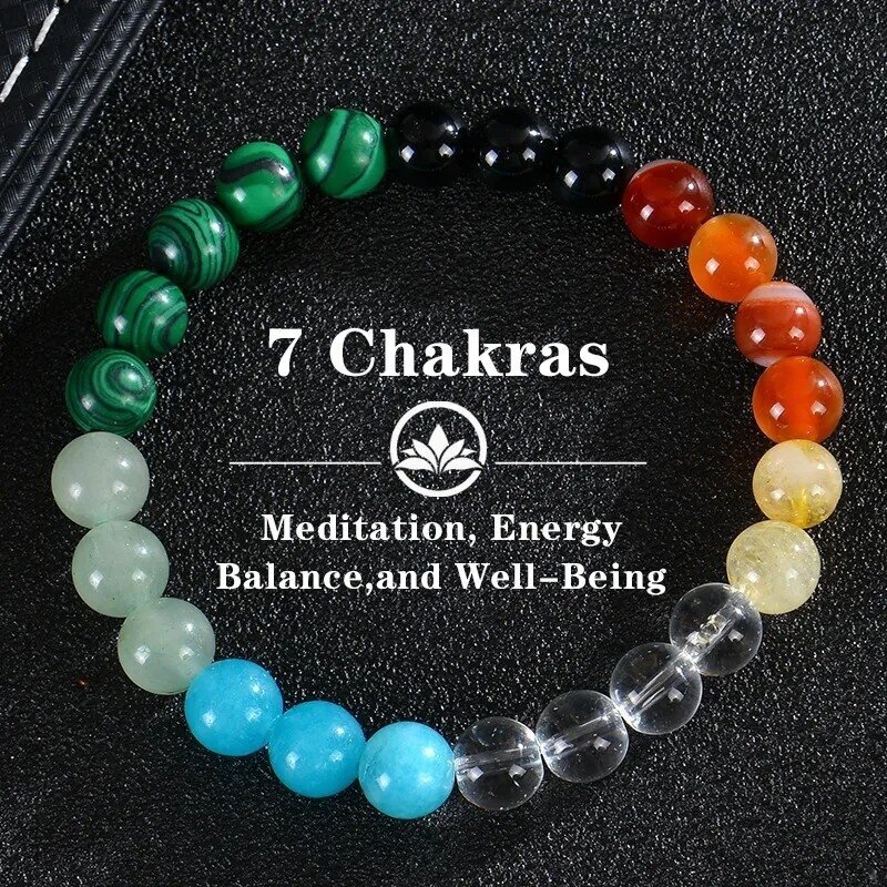 Naturalių akmenų apyrankė 7 Chakras Naturalių akmenų apyrankė 7 Chakras