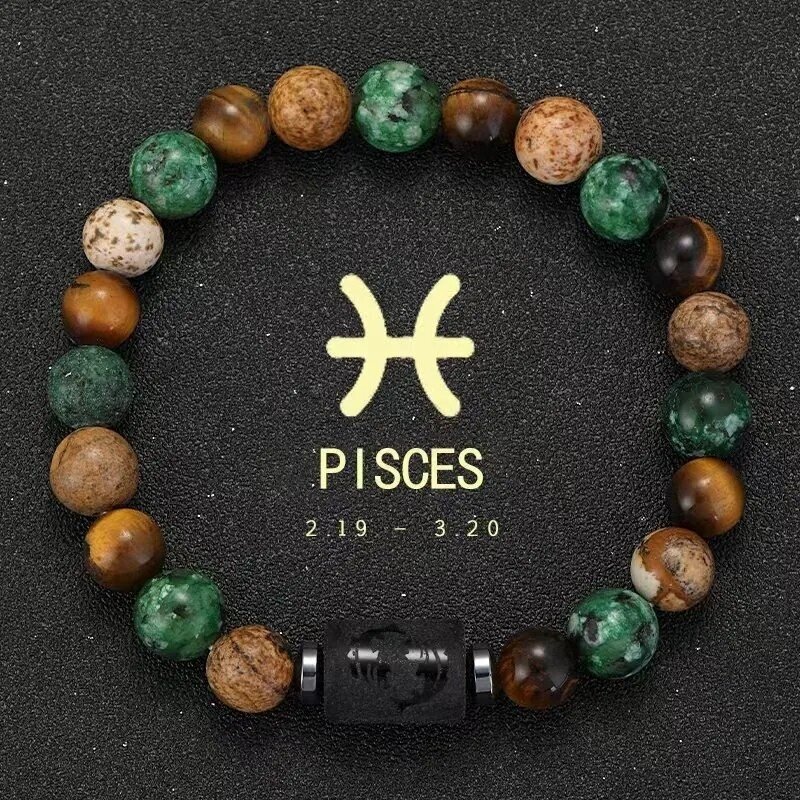 Naturalių akmenų apyrankė  zodiakas: Žuvys